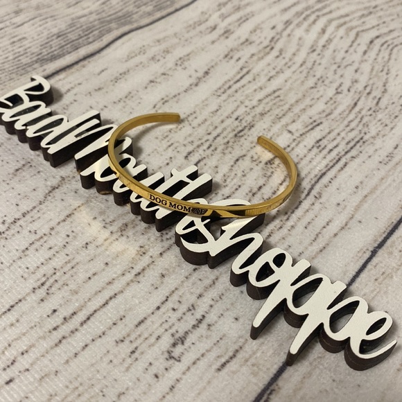 *Metal Marvels DOG MOM AF Dainty Bangle in Gold - Picture 2 of 3
